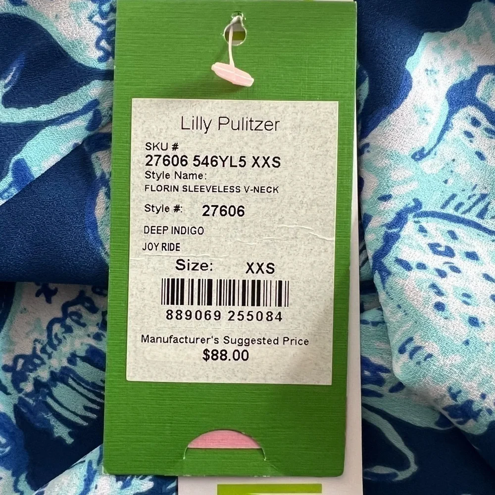Lilly Pulitzer Florin Reversible Tank Joy Ride Deep Indigo Size XXS NEW - Picture 12 of 13